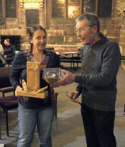Jill Smith receiving her award from Club Chair Ian McMullen